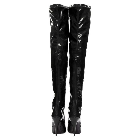 Boots Ysl Latex Saint Laurent Aylah 110 Runway Vinyl Thigh High Boots